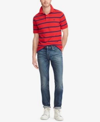 Shop Polo Ralph Lauren Men's Classic Fit Striped Cotton Polo In Red