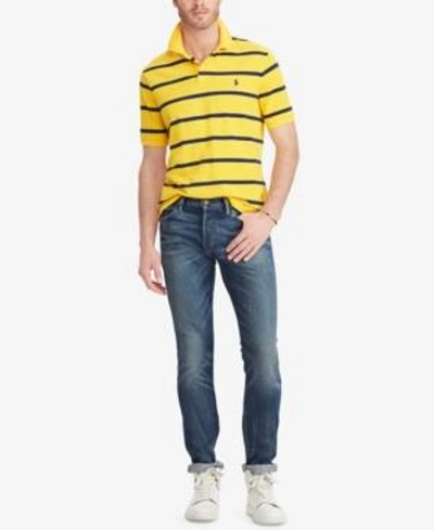 Shop Polo Ralph Lauren Men's Classic Fit Striped Cotton Polo In Yellow