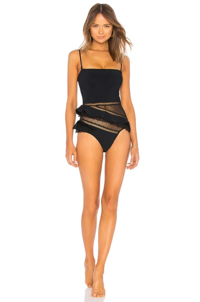 Shop Zimmermann Bayou Strapless Frill One Piece In Black