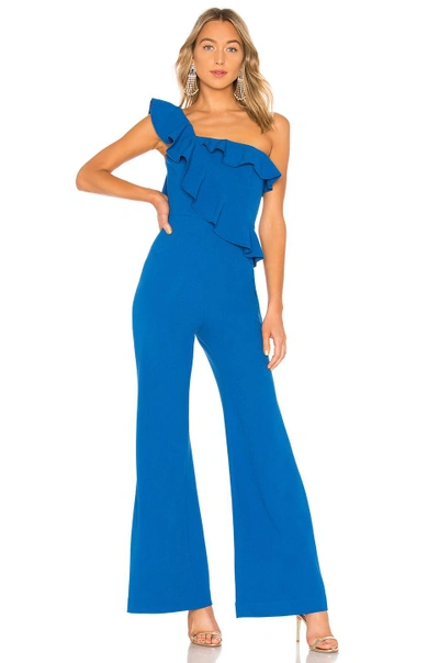 Shop Rebecca Vallance Caspian One Shoulder Jumpsuit In Blue