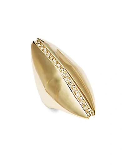 Shop Alexis Bittar Crystal Polished Midi Ring In Gold