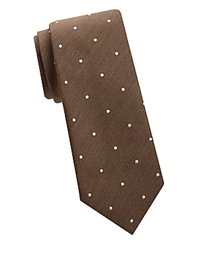 Shop Tom Ford Dot-print Silk Tie In Brown