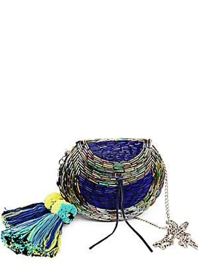 Shop Sam Edelman Dree Beads Embellished Mini Bag In Blue Multi