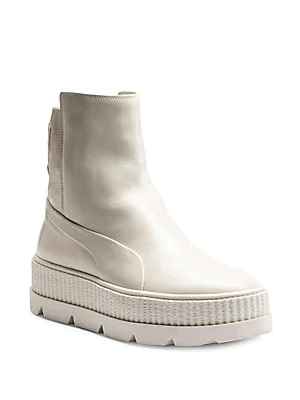 Fenty X Puma Leather Chelsea Sneaker Boots In White Modesens