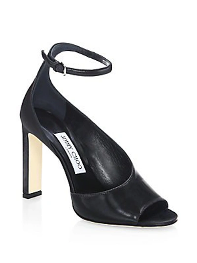 Shop Jimmy Choo Theresa Leather Ankle-strap Sandals In Black