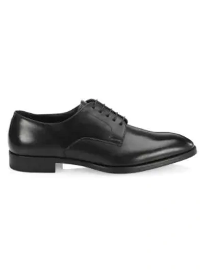 Shop Giorgio Armani Leather Derby Shoes In Black