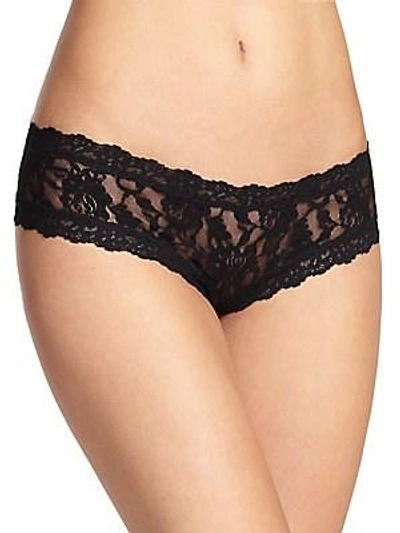 Shop Hanky Panky Signature Lace Cheeky Crotchless Hipster In Black