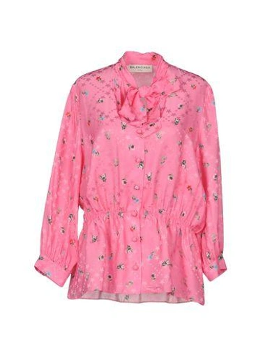 Shop Balenciaga Floral Shirts & Blouses In Pink