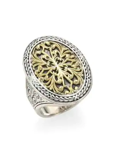 Shop Konstantino Gold Classics Sterling Silver & 18k Yellow Gold Oval Filigree Ring