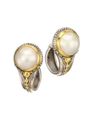 Shop Konstantino Pearl Classics Pearl, Sterling Silver & 18k Yellow Gold Hoop Earrings