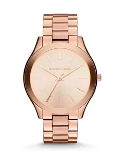 Shop Michael Kors Women's Slim Runway Rose Goldtone Stainless Steel Bracelet Watch