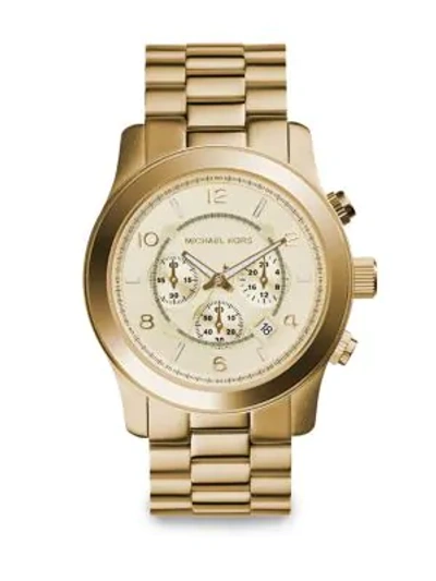 Shop Michael Kors Men's Runway Goldtone Stainless Steel Chronograph Bracelet Watch