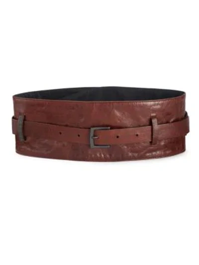 Shop Brunello Cucinelli Leather Corset Belt In Nut