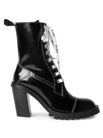 Shop Acne Studios Leather Lace-up Platform Ankle Boots In Black