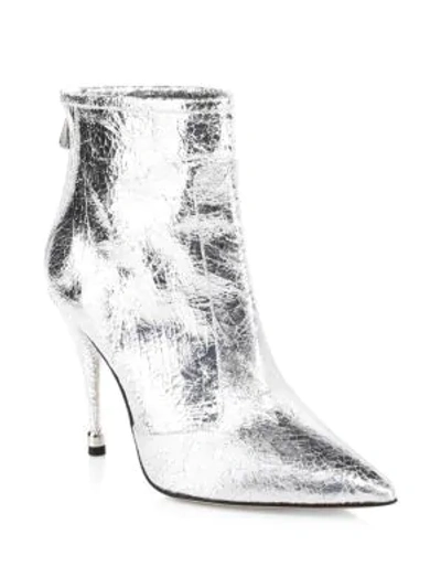 Shop Paul Andrew Citra Metallic Leather Booties In Silver