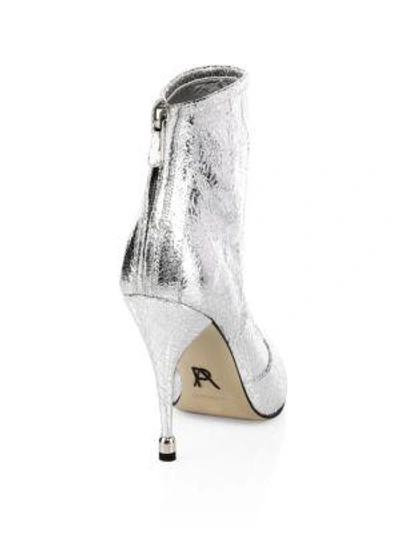 Shop Paul Andrew Citra Metallic Leather Booties In Silver