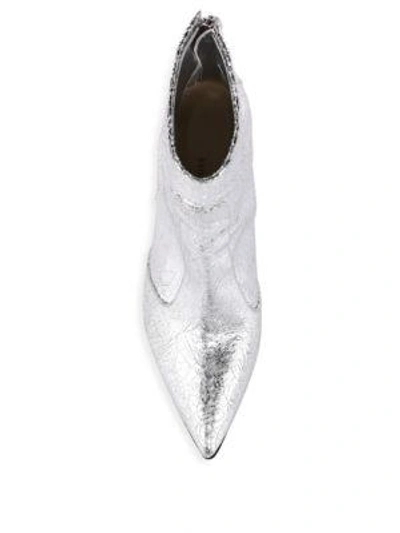 Shop Paul Andrew Citra Metallic Leather Booties In Silver