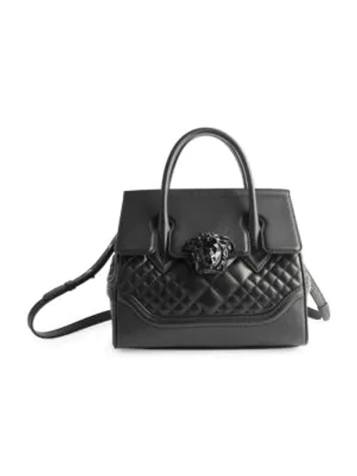 Shop Versace Palazzo Medusa Quilted Leather Top Handle Bag In Black