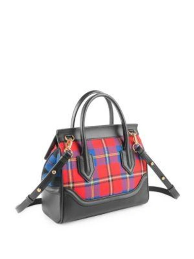 Shop Versace Tartan Palazzo Empire Top Handle Bag In Multi