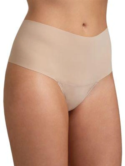 Shop Hanky Panky Godiva High-rise Thong In Taupe
