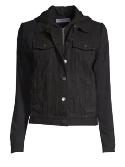 Shop Bailey44 Janis Cotton Denim Hooded Jacket In Black