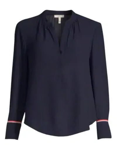 Shop Joie Long Sleeve Nichols B. Blouse In Midnight Porcelain Brick