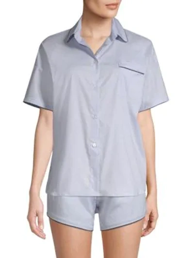 Shop Maison Du Soir Jack Short-sleeve Sleepshirt In Light Blue