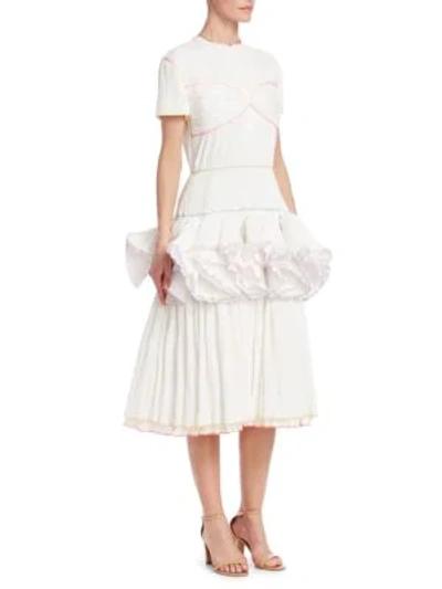 Shop Rosie Assoulin Marshmallow Pleated Fit-and-flare Dress In White