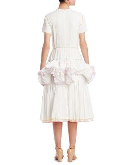 Shop Rosie Assoulin Marshmallow Pleated Fit-and-flare Dress In White