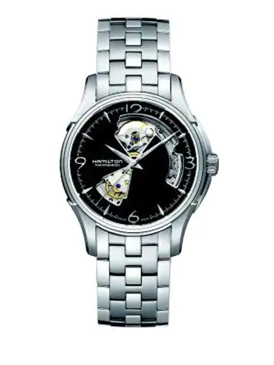 Shop Hamilton Men's Jazzmaster Open Heart Auto Stainless Steel Bracelet Watch In Silver