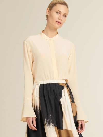 Shop Donna Karan Poplin Pull-on Pleated Midi Skirt In Desert
