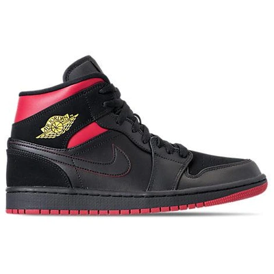 Shop Nike Men's Air Jordan 1 Mid Retro Basketball Shoes In Black