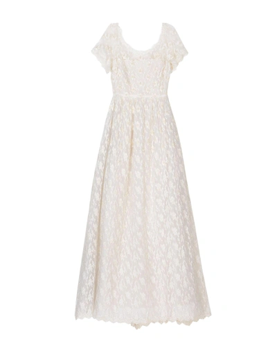Shop Valentino Long Dresses In Ivory
