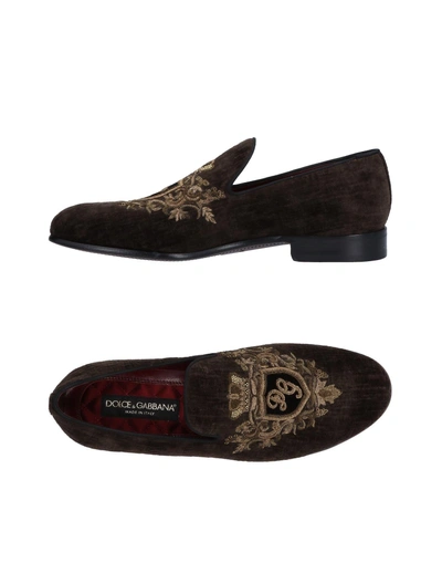 Shop Dolce & Gabbana Man Loafers Dark Brown Size 6.5 Textile Fibers