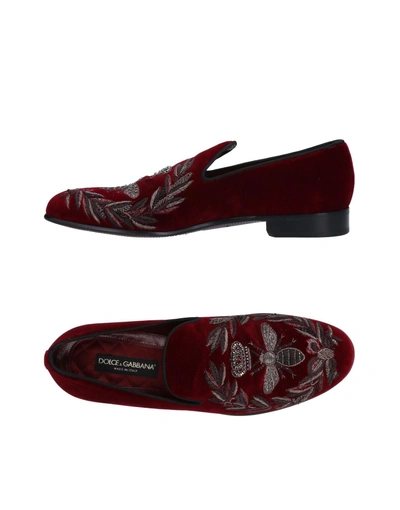 Shop Dolce & Gabbana Man Loafers Brick Red Size 8.5 Textile Fibers