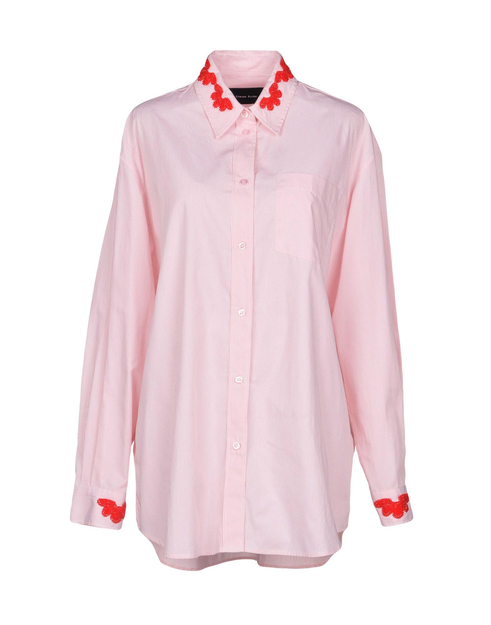 Simone Rocha Oversized Embellished Striped Cotton Shirt In Pink White ...