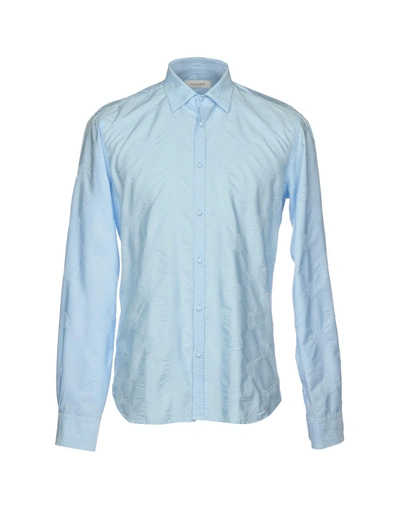 Shop Aglini Man Shirt Sky Blue Size 16 Cotton