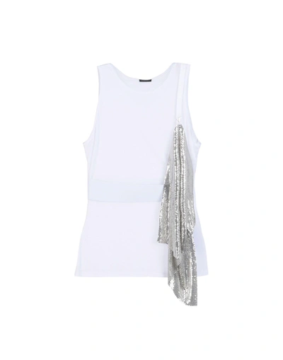 Shop Versace Woman Tank Top White Size 10 Modal, Silk, Metal