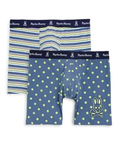 Shop Psycho Bunny 2-pack Stretch Cotton Boxer Briefs In Blue Green