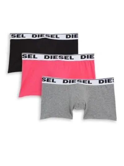 Shop Diesel Umbx Kory 3-pack Boxer Briefs In Black Grey
