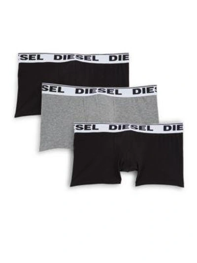 Shop Diesel Umbx Kory 3-pack Boxer Briefs In Black Grey