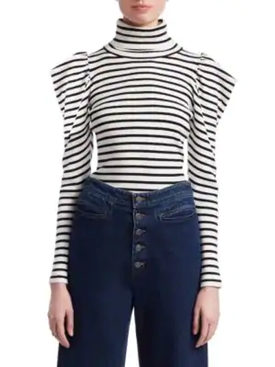 Shop A.l.c Baker Striped Sweater In White Midnight