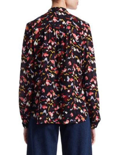 Shop A.l.c Owens Silk Floral Shirt In Coral Multi