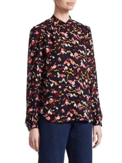 Shop A.l.c Owens Silk Floral Shirt In Coral Multi