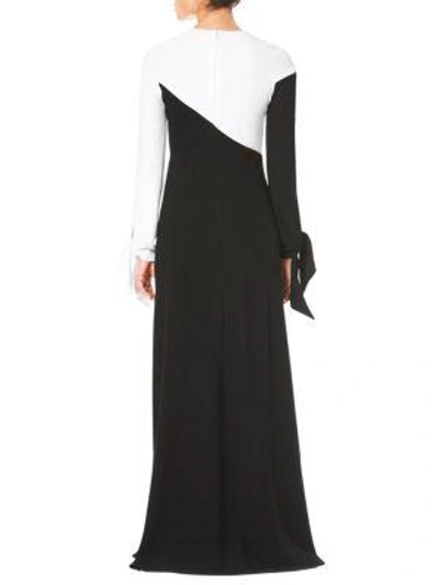Shop Carolina Herrera Two-tone Long-sleeve Gown In Black-white