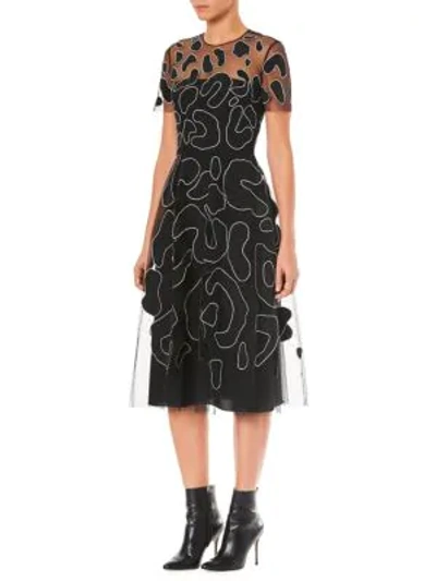 Shop Carolina Herrera Leopard Illusion A-line Dress In Black
