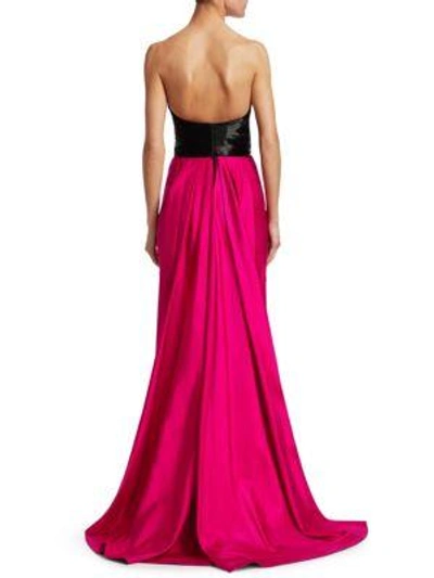 Shop Naeem Khan Beaded Bodice Gown In Black-pink