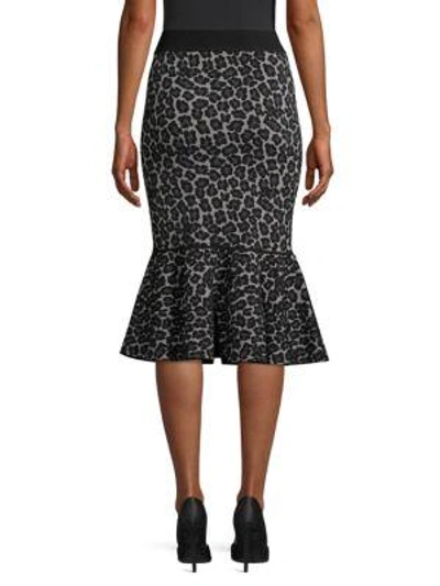 Shop Michael Kors Rumba Leopard Print Fit-&-flare Skirt In Charcoal