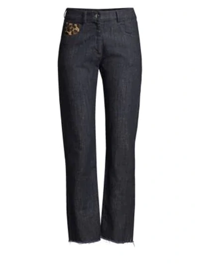 Shop Michael Kors Straight-leg Patch Jeans In Dark Indigo