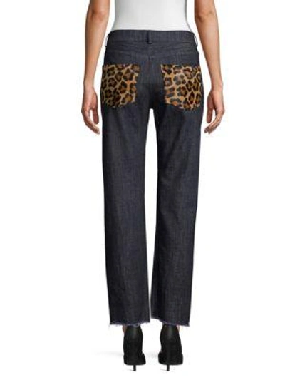 Shop Michael Kors Straight-leg Patch Jeans In Dark Indigo